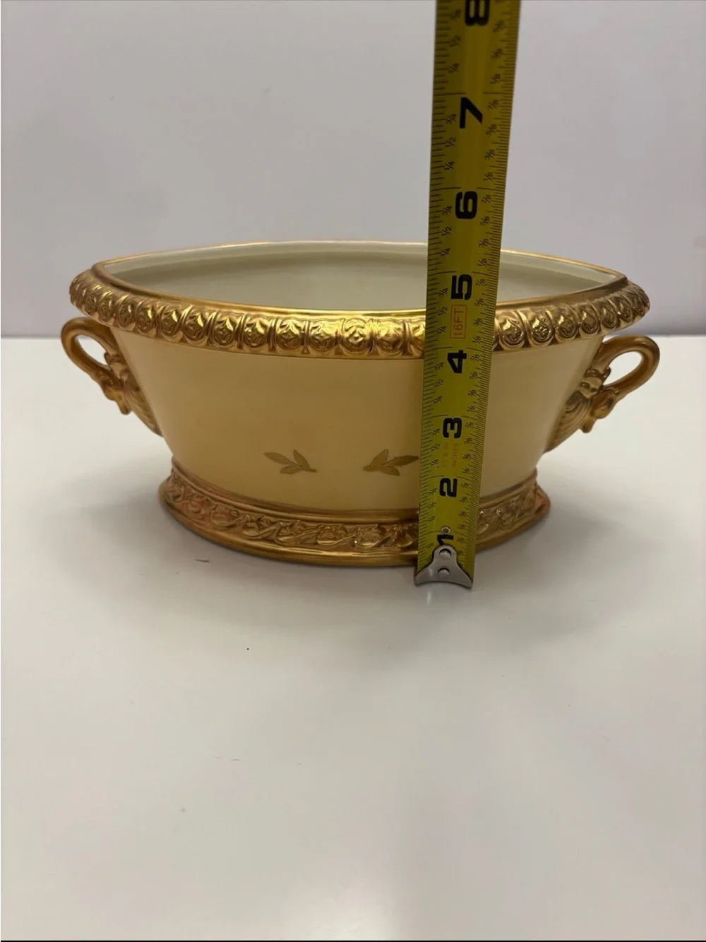 Vintage Paris royal yellow and golden color planter/vase decor